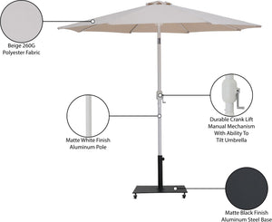 Meridian Furniture Fiji Freestanding Patio Umbrella with Rolling Base Water Resistant Beige Canopy 55015Beige-AB