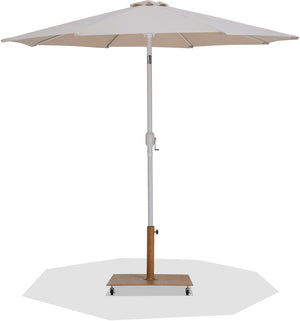 Meridian Furniture Fiji Outdoor Umbrella with Teak Base Beige Polyester Canopy and Aluminum Pole Patio Set 55015Beige-AT