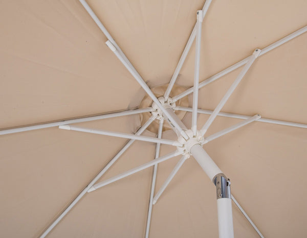 Meridian Furniture Fiji Outdoor Umbrella with Teak Base Beige Polyester Canopy and Aluminum Pole Patio Set 55015Beige-AT