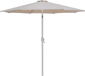 Meridian Furniture Fiji Outdoor Umbrella with Teak Base Beige Polyester Canopy and Aluminum Pole Patio Set 55015Beige-AT
