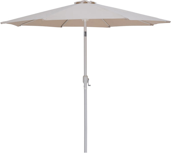 Meridian Furniture Fiji Outdoor Umbrella with Teak Base Beige Polyester Canopy and Aluminum Pole Patio Set 55015Beige-AT