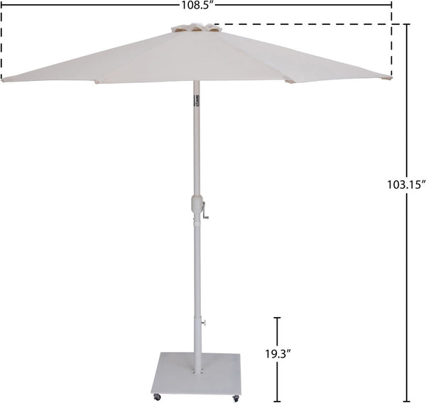 Meridian Furniture Fiji Beige Polyester Patio Umbrella with Aluminum Pole and Wheeled Portable Base 55015Beige-AW