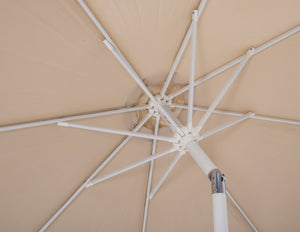 Meridian Furniture Fiji Beige Polyester Patio Umbrella with Aluminum Pole and Wheeled Portable Base 55015Beige-AW