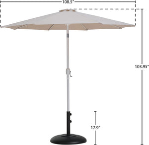 Meridian Furniture Fiji Outdoor Patio Umbrella with Base Aluminum Pole Uv Resistant Beige Canopy 55015Beige-BB