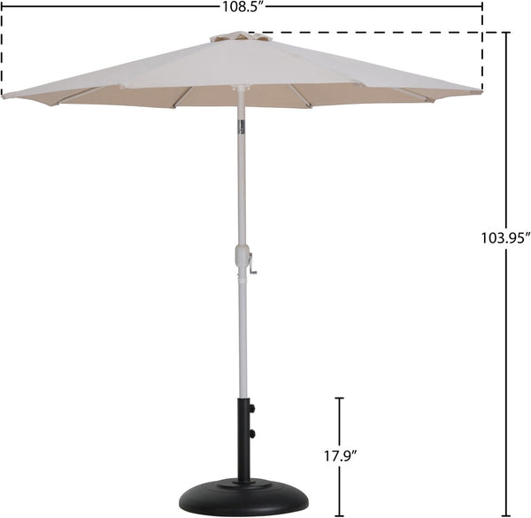 Meridian Furniture Fiji Outdoor Patio Umbrella with Base Aluminum Pole Uv Resistant Beige Canopy 55015Beige-BB