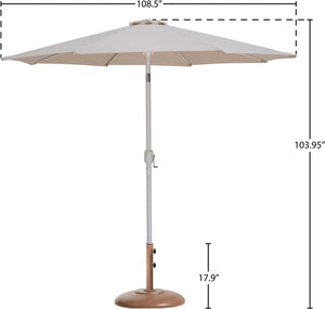 Meridian Furniture Fiji Outdoor Patio Umbrella with Teak Base Beige Polyester Uv Weather Resistant 55015Beige-BT