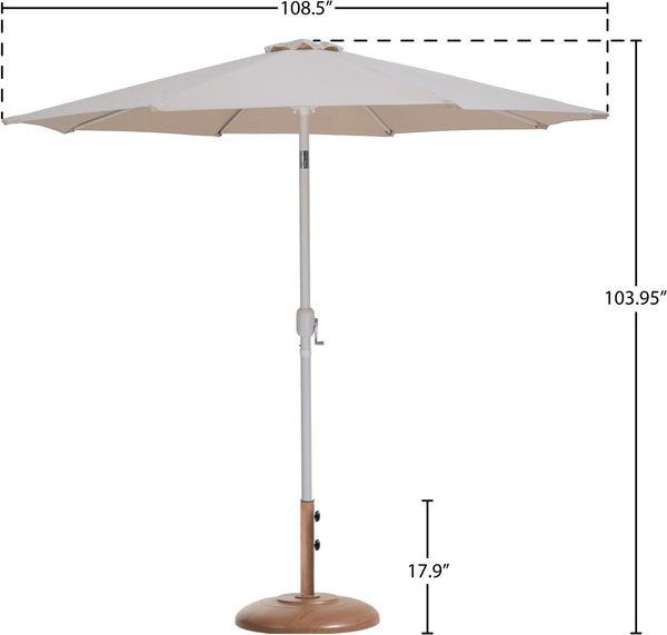 Meridian Furniture Fiji Outdoor Patio Umbrella with Teak Base Beige Polyester Uv Weather Resistant 55015Beige-BT