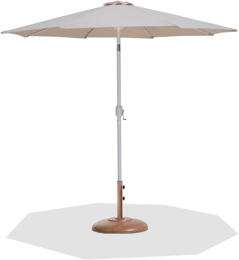 Meridian Furniture Fiji Outdoor Patio Umbrella with Teak Base Beige Polyester Uv Weather Resistant 55015Beige-BT