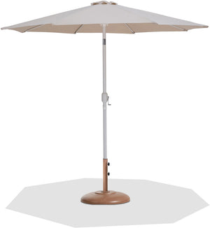 Meridian Furniture Fiji Outdoor Patio Umbrella with Teak Base Beige Polyester Uv Weather Resistant 55015Beige-BT