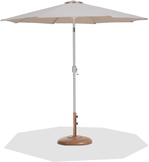 Meridian Furniture Fiji Outdoor Patio Umbrella with Teak Base Beige Polyester Uv Weather Resistant 55015Beige-BT