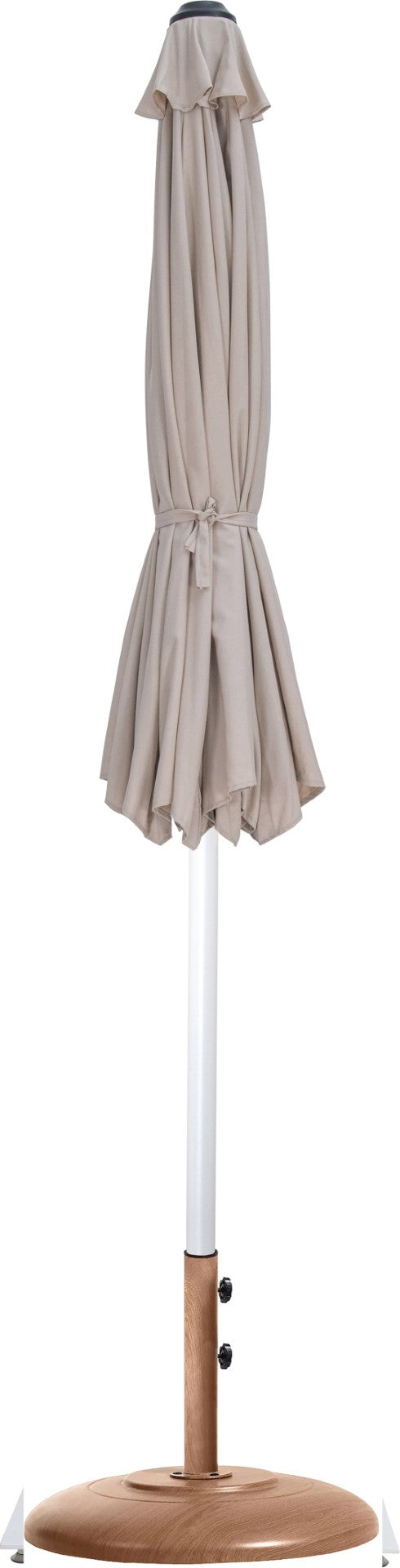 Meridian Furniture Fiji Outdoor Patio Umbrella with Teak Base Beige Polyester Uv Weather Resistant 55015Beige-BT