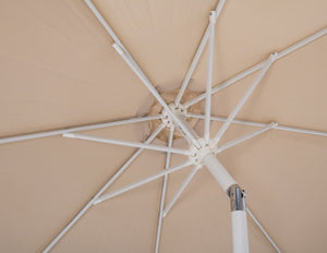 Meridian Furniture Fiji Outdoor Patio Umbrella with Teak Base Beige Polyester Uv Weather Resistant 55015Beige-BT