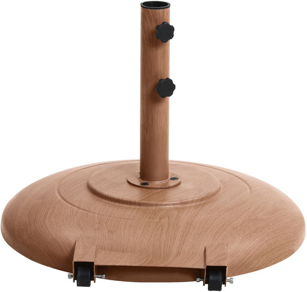 Meridian Furniture Fiji Outdoor Patio Umbrella with Teak Base Beige Polyester Uv Weather Resistant 55015Beige-BT