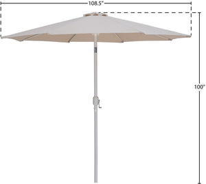 Meridian Furniture Fiji Outdoor Patio Umbrella with Uv Resistant Polyester Canopy and Teak Aluminum Pole Shade Beige 55015 55015Beige-U