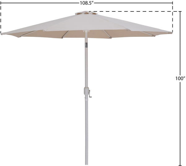 Meridian Furniture Fiji Outdoor Patio Umbrella with Uv Resistant Polyester Canopy and Teak Aluminum Pole Shade Beige 55015 55015Beige-U