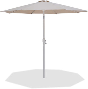 Meridian Furniture Fiji Outdoor Patio Umbrella with Uv Resistant Polyester Canopy and Teak Aluminum Pole Shade Beige 55015 55015Beige-U