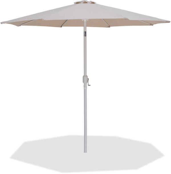 Meridian Furniture Fiji Outdoor Patio Umbrella with Uv Resistant Polyester Canopy and Teak Aluminum Pole Shade Beige 55015 55015Beige-U