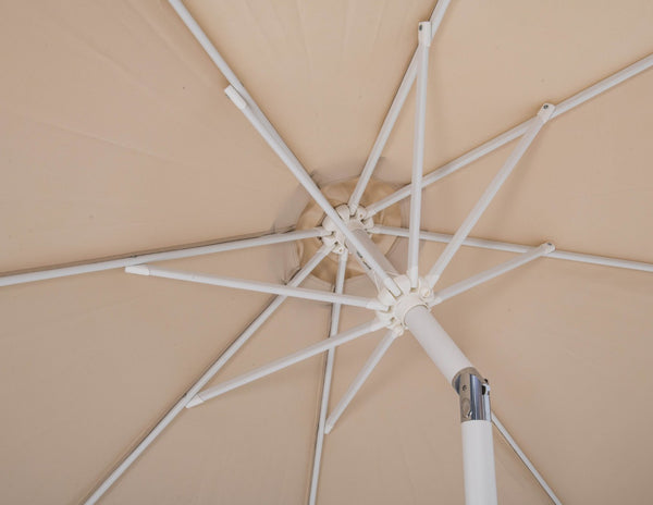 Meridian Furniture Fiji Outdoor Patio Umbrella with Uv Resistant Polyester Canopy and Teak Aluminum Pole Shade Beige 55015 55015Beige-U