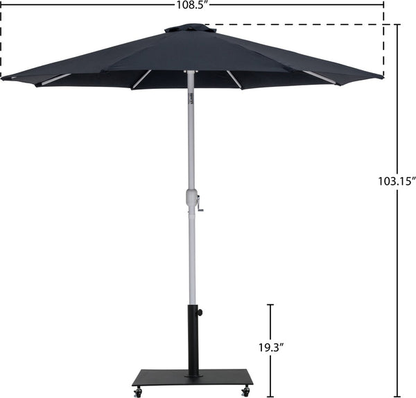 Meridian Furniture Fiji Outdoor Patio Umbrella with Weighted Base Fade Resistant Polyester Canopy 55015Black-AB