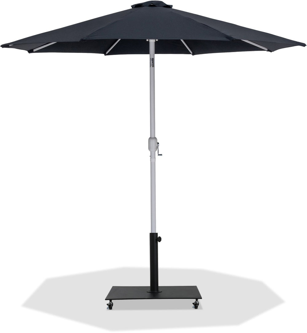 Meridian Furniture Fiji Outdoor Patio Umbrella with Weighted Base Fade Resistant Polyester Canopy 55015Black-AB