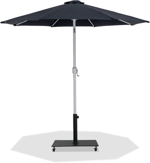 Meridian Furniture Fiji Outdoor Patio Umbrella with Weighted Base Fade Resistant Polyester Canopy 55015Black-AB
