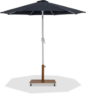 Meridian Furniture Fiji Oversized Outdoor Patio Umbrella with Teak Base and Weather Resistant Canopy 55015Black-AT