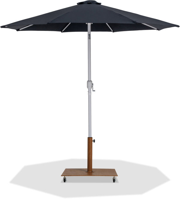 Meridian Furniture Fiji Oversized Outdoor Patio Umbrella with Teak Base and Weather Resistant Canopy 55015Black-AT