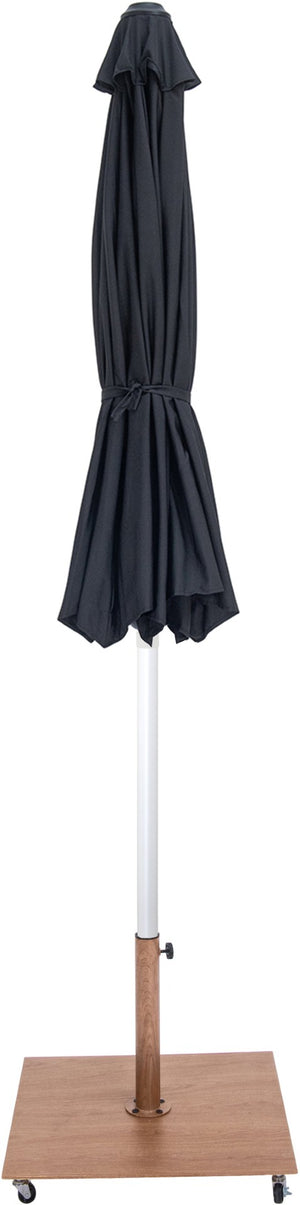 Meridian Furniture Fiji Oversized Outdoor Patio Umbrella with Teak Base and Weather Resistant Canopy 55015Black-AT