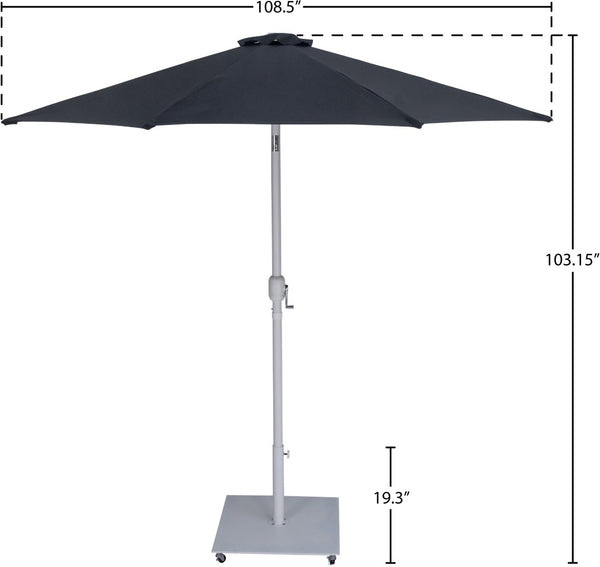 Meridian Furniture Fiji Outdoor Patio Umbrella Set with Water Resistant Canopy and Caster Base 55015Black-AW