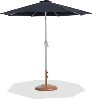 Meridian Furniture Fiji Outdoor Patio Umbrella with Teak Base Fade Resistant Polyester Aluminum Pole 55015Black-BT