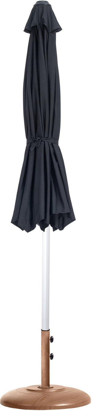Meridian Furniture Fiji Outdoor Patio Umbrella with Teak Base Fade Resistant Polyester Aluminum Pole 55015Black-BT