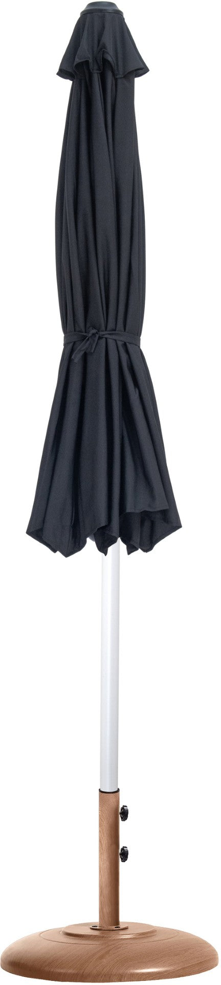 Meridian Furniture Fiji Outdoor Patio Umbrella with Teak Base Fade Resistant Polyester Aluminum Pole 55015Black-BT