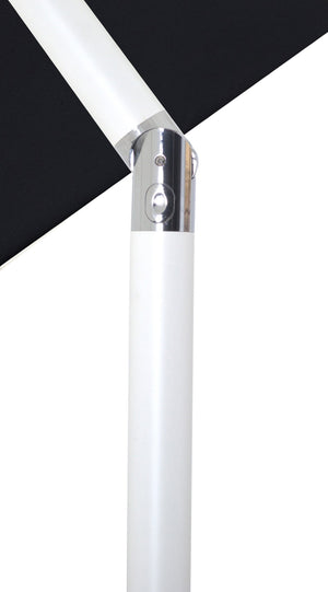 Meridian Furniture Fiji Outdoor Patio Umbrella with Teak Base Fade Resistant Polyester Aluminum Pole 55015Black-BT