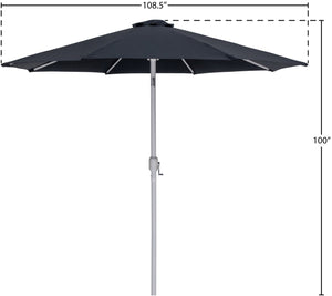 Meridian Furniture Fiji Outdoor Patio Umbrella with Uv Resistant Polyester Canopy and Teak Aluminum Pole Shade Black 55015 55015Black-U