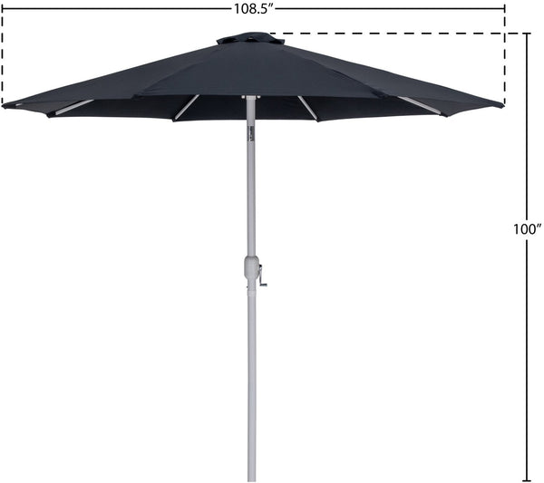 Meridian Furniture Fiji Outdoor Patio Umbrella with Uv Resistant Polyester Canopy and Teak Aluminum Pole Shade Black 55015 55015Black-U