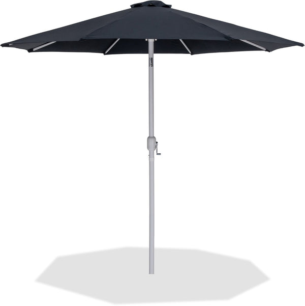 Meridian Furniture Fiji Outdoor Patio Umbrella with Uv Resistant Polyester Canopy and Teak Aluminum Pole Shade Black 55015 55015Black-U