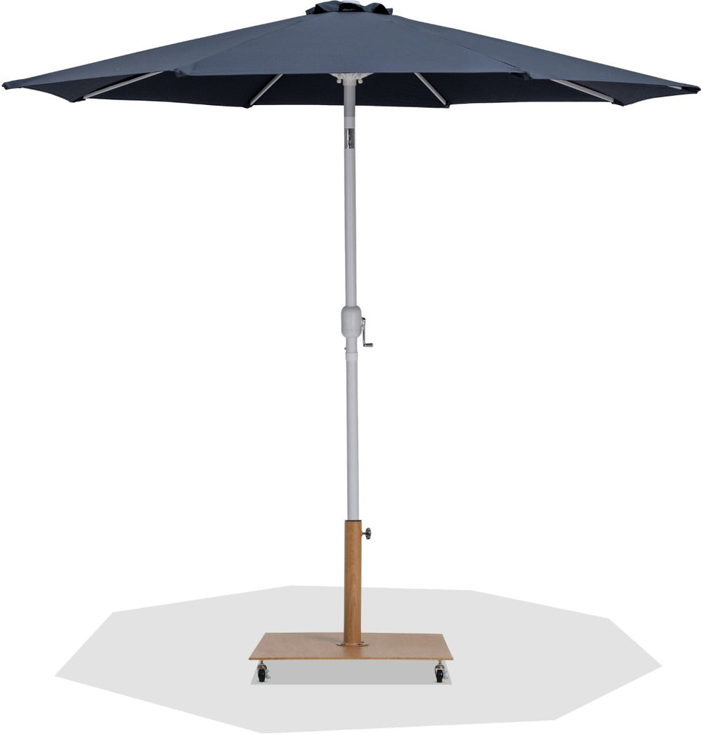 Meridian Furniture Fiji Outdoor Patio Umbrella with Teak Base Aluminum Pole Uv Resistant Canopy 55015Grey-AT