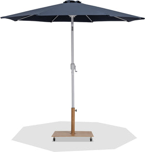 Meridian Furniture Fiji Outdoor Patio Umbrella with Teak Base Aluminum Pole Uv Resistant Canopy 55015Grey-AT