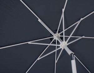 Meridian Furniture Fiji Outdoor Patio Umbrella with Teak Base Aluminum Pole Uv Resistant Canopy 55015Grey-AT