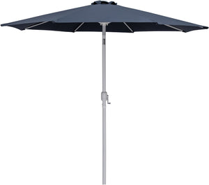 Meridian Furniture Fiji Outdoor Patio Umbrella with Teak Base Aluminum Pole Uv Resistant Canopy 55015Grey-AT