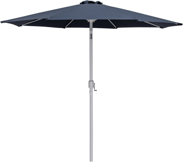 Meridian Furniture Fiji Outdoor Patio Umbrella with Teak Base Aluminum Pole Uv Resistant Canopy 55015Grey-AT