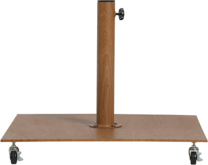 Meridian Furniture Fiji Outdoor Patio Umbrella with Teak Base Aluminum Pole Uv Resistant Canopy 55015Grey-AT