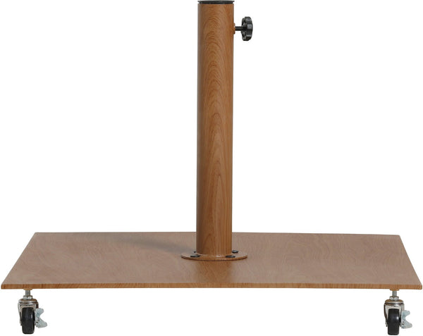 Meridian Furniture Fiji Outdoor Patio Umbrella with Teak Base Aluminum Pole Uv Resistant Canopy 55015Grey-AT