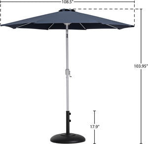 Meridian Furniture Fiji Outdoor Patio Umbrella with Base Aluminum Pole Uv Resistant Polyester Canopy 55015Grey-BB