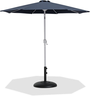 Meridian Furniture Fiji Outdoor Patio Umbrella with Base Aluminum Pole Uv Resistant Polyester Canopy 55015Grey-BB