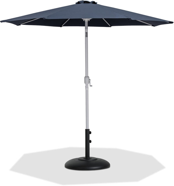 Meridian Furniture Fiji Outdoor Patio Umbrella with Base Aluminum Pole Uv Resistant Polyester Canopy 55015Grey-BB