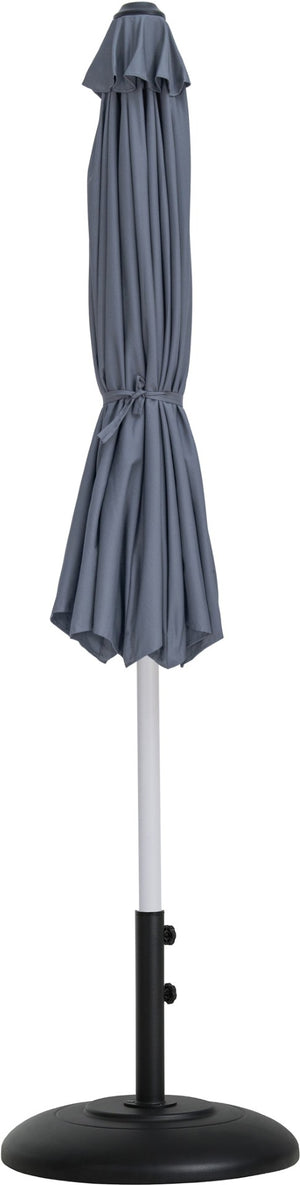 Meridian Furniture Fiji Outdoor Patio Umbrella with Base Aluminum Pole Uv Resistant Polyester Canopy 55015Grey-BB