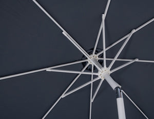 Meridian Furniture Fiji Outdoor Patio Umbrella with Base Aluminum Pole Uv Resistant Polyester Canopy 55015Grey-BB