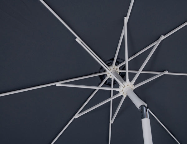 Meridian Furniture Fiji Outdoor Patio Umbrella with Base Aluminum Pole Uv Resistant Polyester Canopy 55015Grey-BB