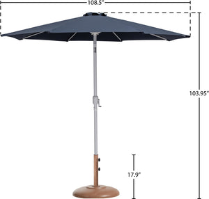 Meridian Furniture Fiji Outdoor Patio Umbrella with Teak Base Weather Resistant Polyester Uv Protection 55015Grey-BT